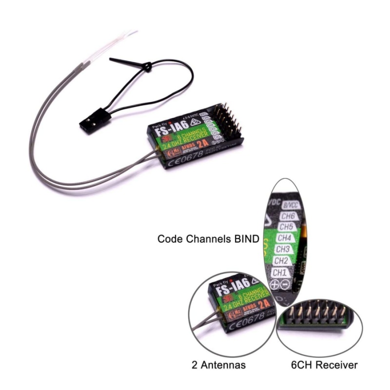 Drone Battery Plate - ฟลายสกาย FS-IA6 ตัวรับสัญญาณ 6CH เสาอากาศคู่ iBus