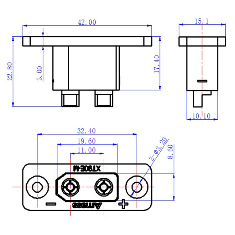 Drone Battery Connector - ขั้วต่อแบตเตอรี่แบบติดตั้งบนแผง 30 ชิ้น รุ่น XT90E-M สีดำ