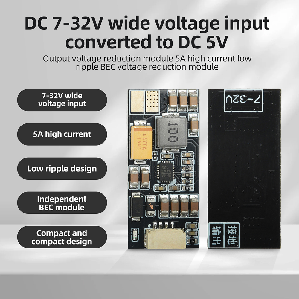 Drone Battery High Voltage - โมดูลแปลงแรงดันไฟฟ้าแบบสเต็ปดาวน์สำหรับโดรน RC ขนาดเล็ก 7-32V เป็น 5V