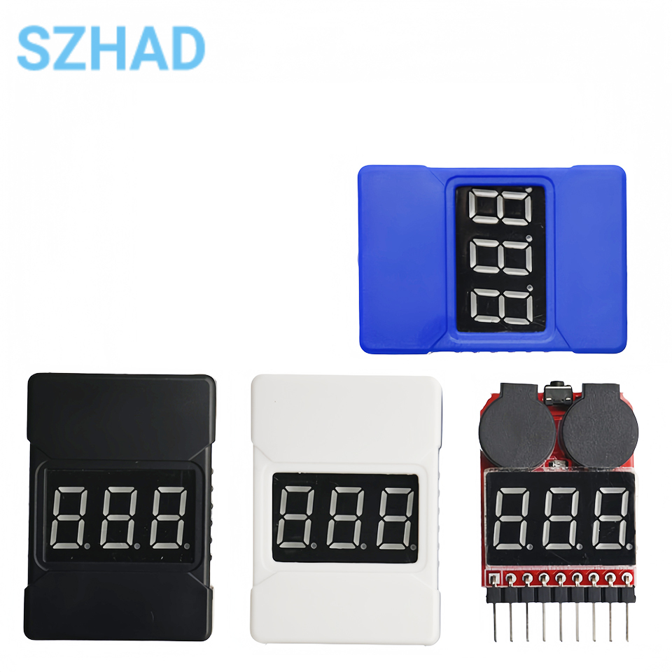 Drone Battery Voltage Checker - เครื่องทดสอบแรงดันแบตเตอรี่ LiPo 1-8S พร้อมสัญญาณเตือนแรงดันต่ำ สำหรับโดรน RC