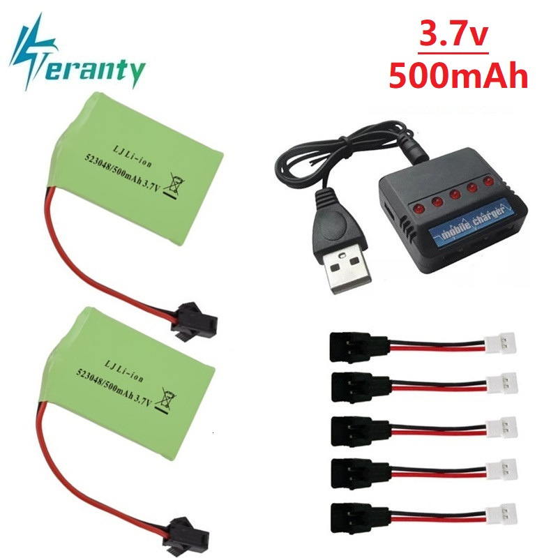 Drone Battery Li-Ion - 3.7V 500mAh 523048 แบตเตอรี่ Li-Ion+ เครื่องชาร์จสำหรับรีโมทคอนโทรลไฟฟ้าของเล่นไดโนเสาร์แบตเตอรี่สำหรับ