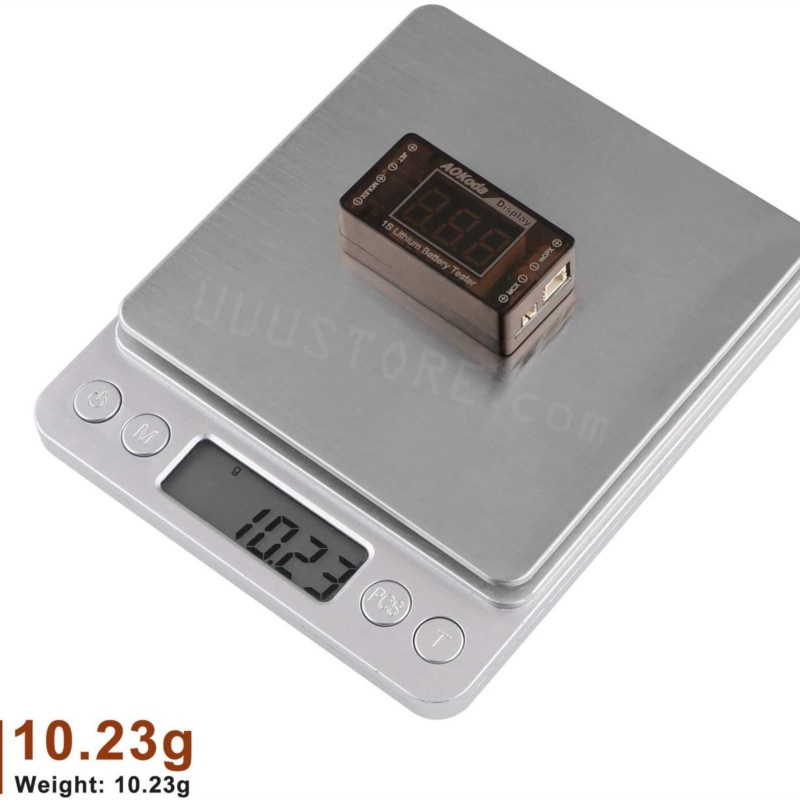 Drone Battery Voltage Checker - เครื่องตรวจสอบแรงดันแบตเตอรี่ลิโพ AOKoda AOK-041 1S พร้อมหัวต่อ Micro