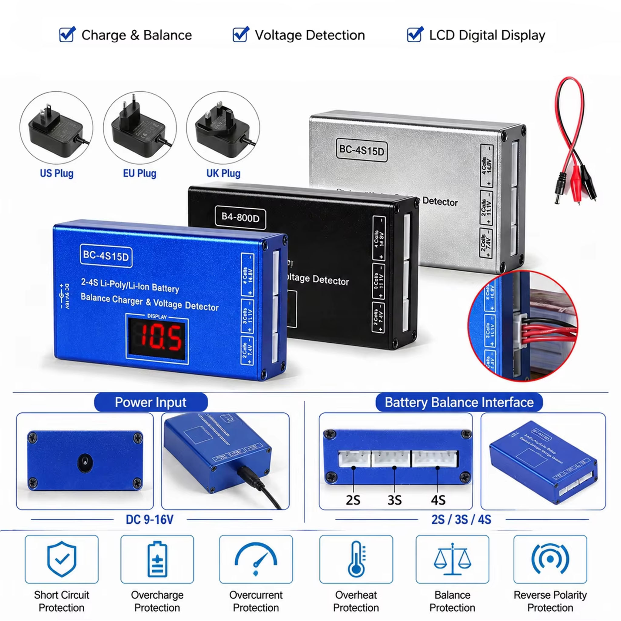 BC-4S15D เครื่องชาร์จแบตเตอรี่ - Drone Battery Voltage Checker บทวิจารณ์และราคา