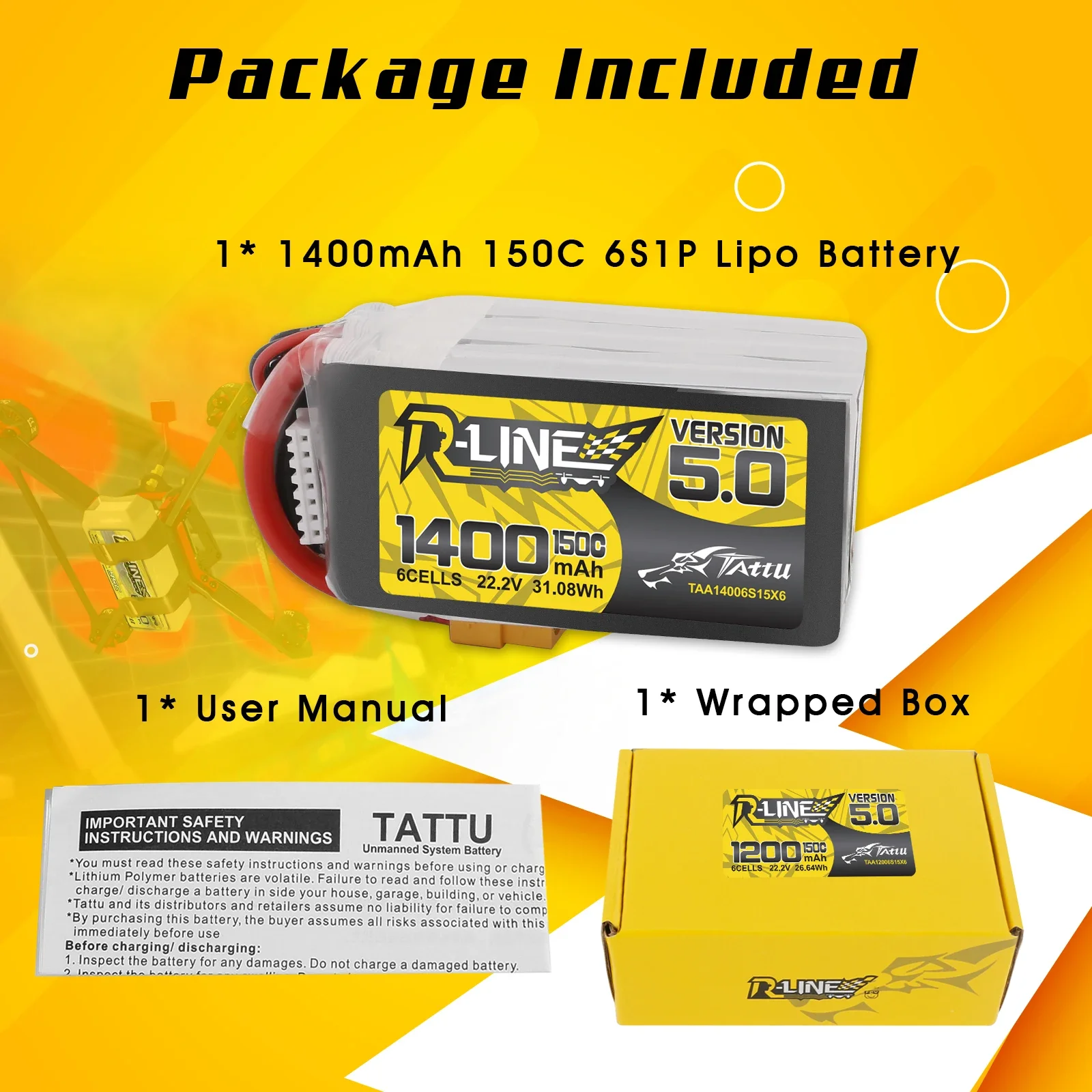 Tattu R-Line 1200mAh 1400mAh 6 - Drone Battery 6S บทวิจารณ์และราคา