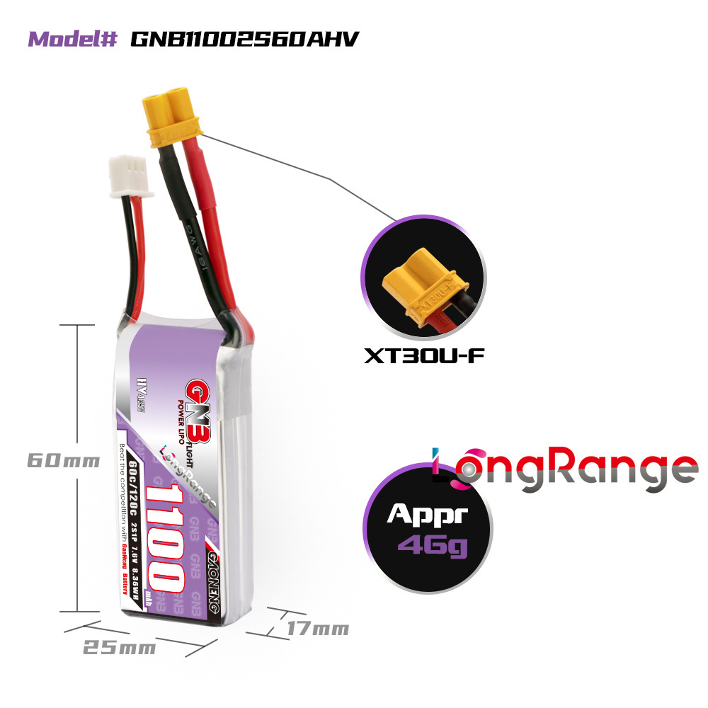 GNB 1100mAh 2S 3S 4S 6S 60C/12 - Drone Battery 6S บทวิจารณ์และราคา