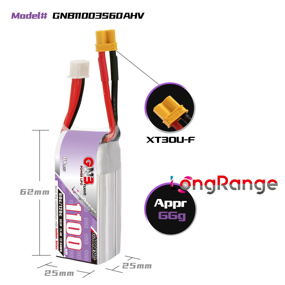 GNB 1100mAh 2S 3S 4S 6S 60C/12 - Drone Battery 6S บทวิจารณ์และราคา